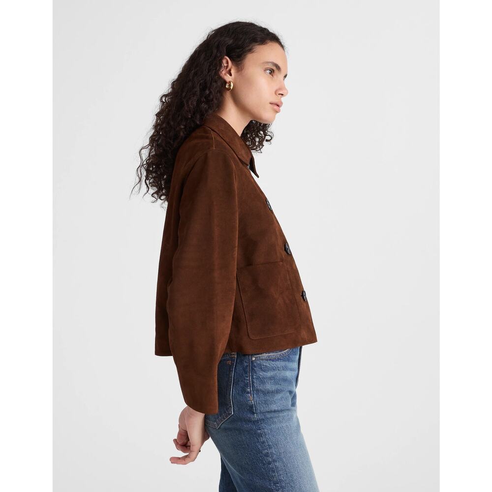 Madewell Suede Boxy-Crop Jacket In Dark Roast Suede Size XL NWT - Picture 5 of 12